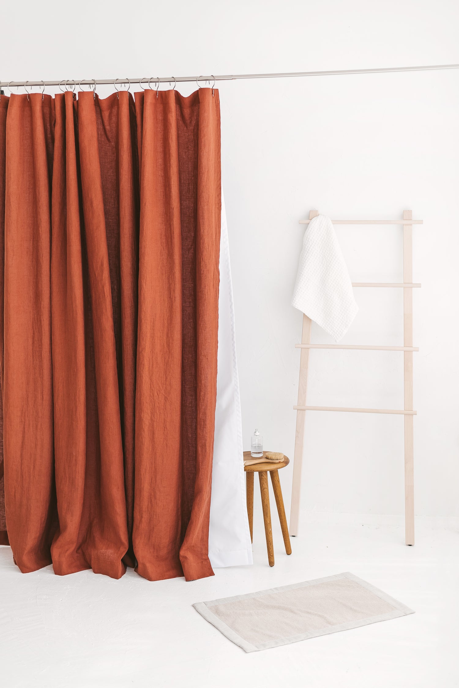 Waterproof Rusty Linen Shower Curtain 280cm / 110&