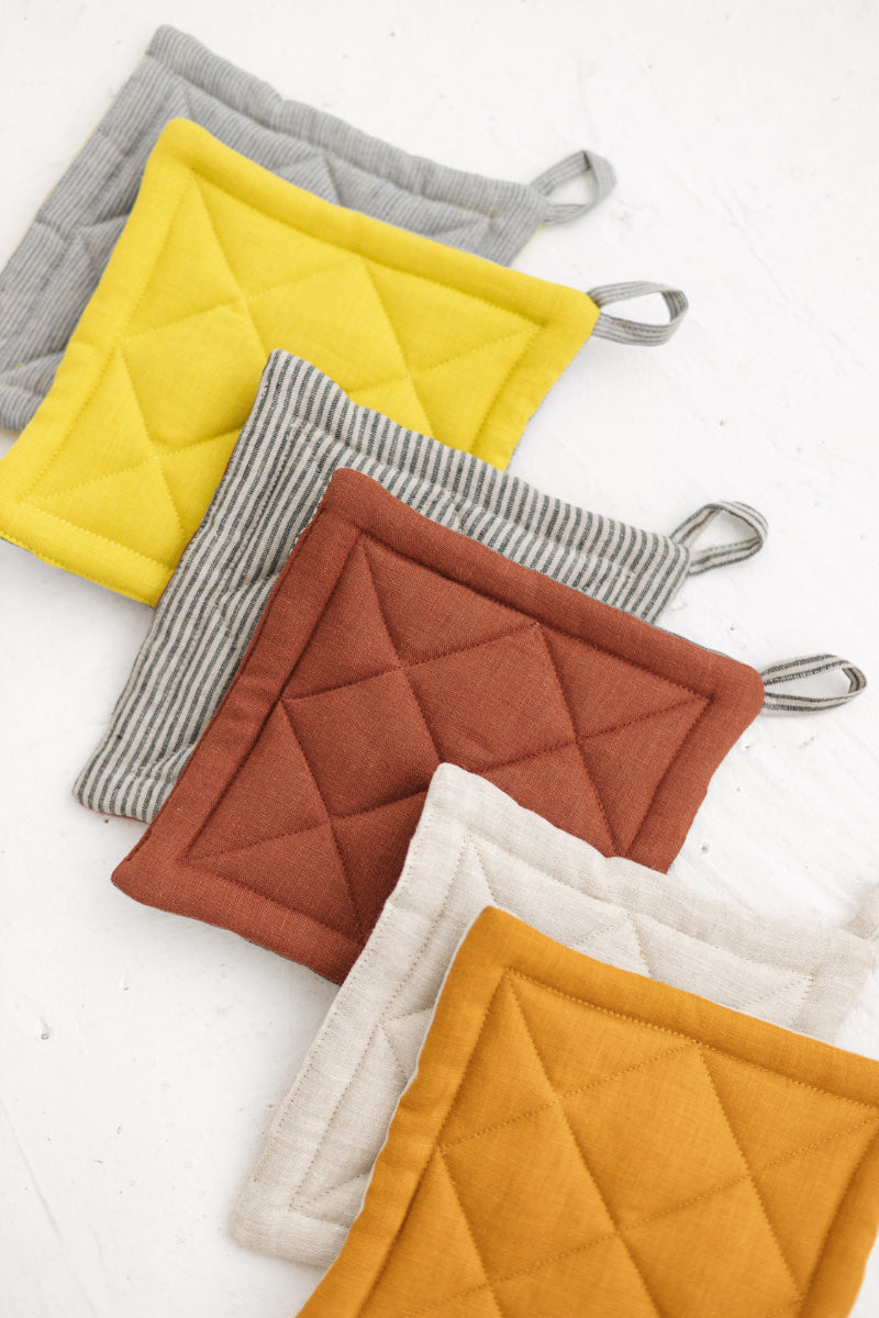 Two Sides Linen Pot Holders Gift Set