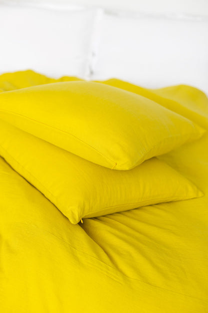 Chartreuse Yellow Linen Pillowcase With Zipper