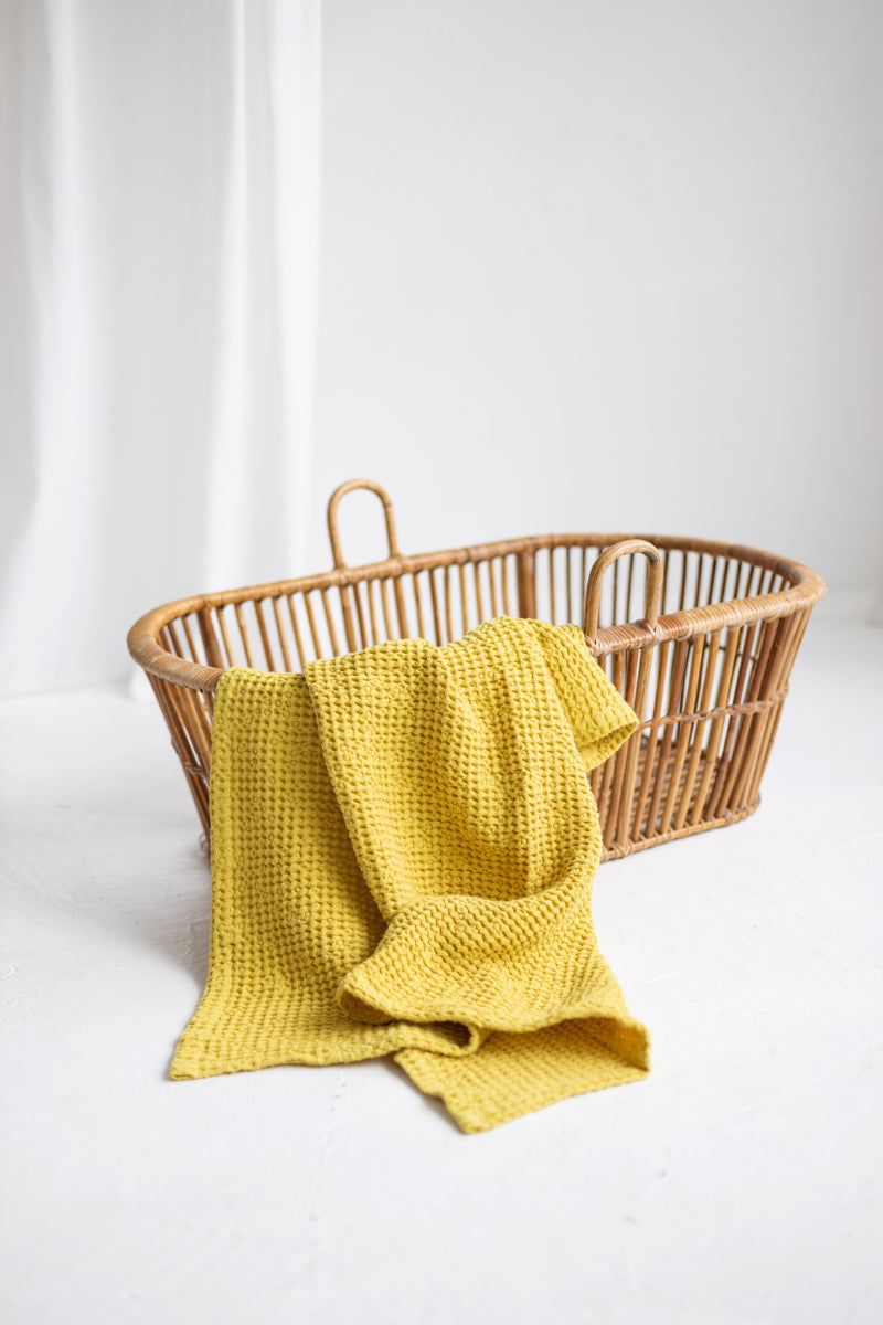 linen waffle blanket