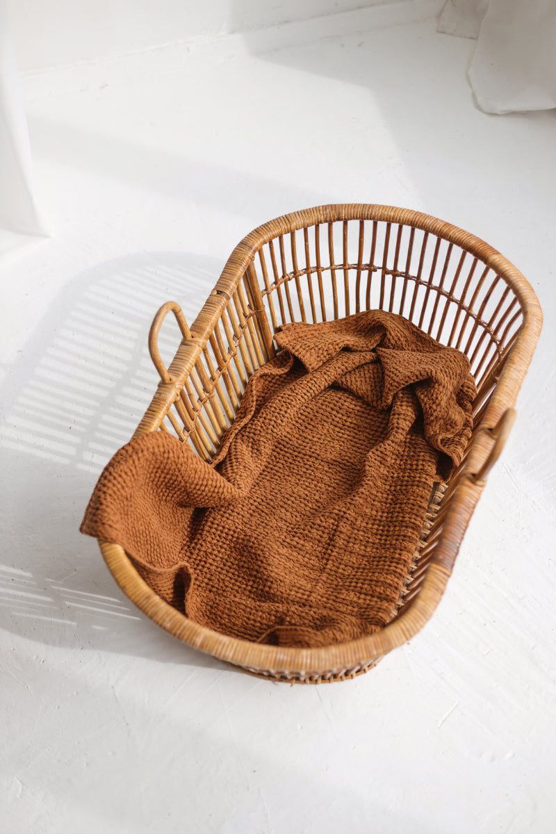 linen waffle blanket