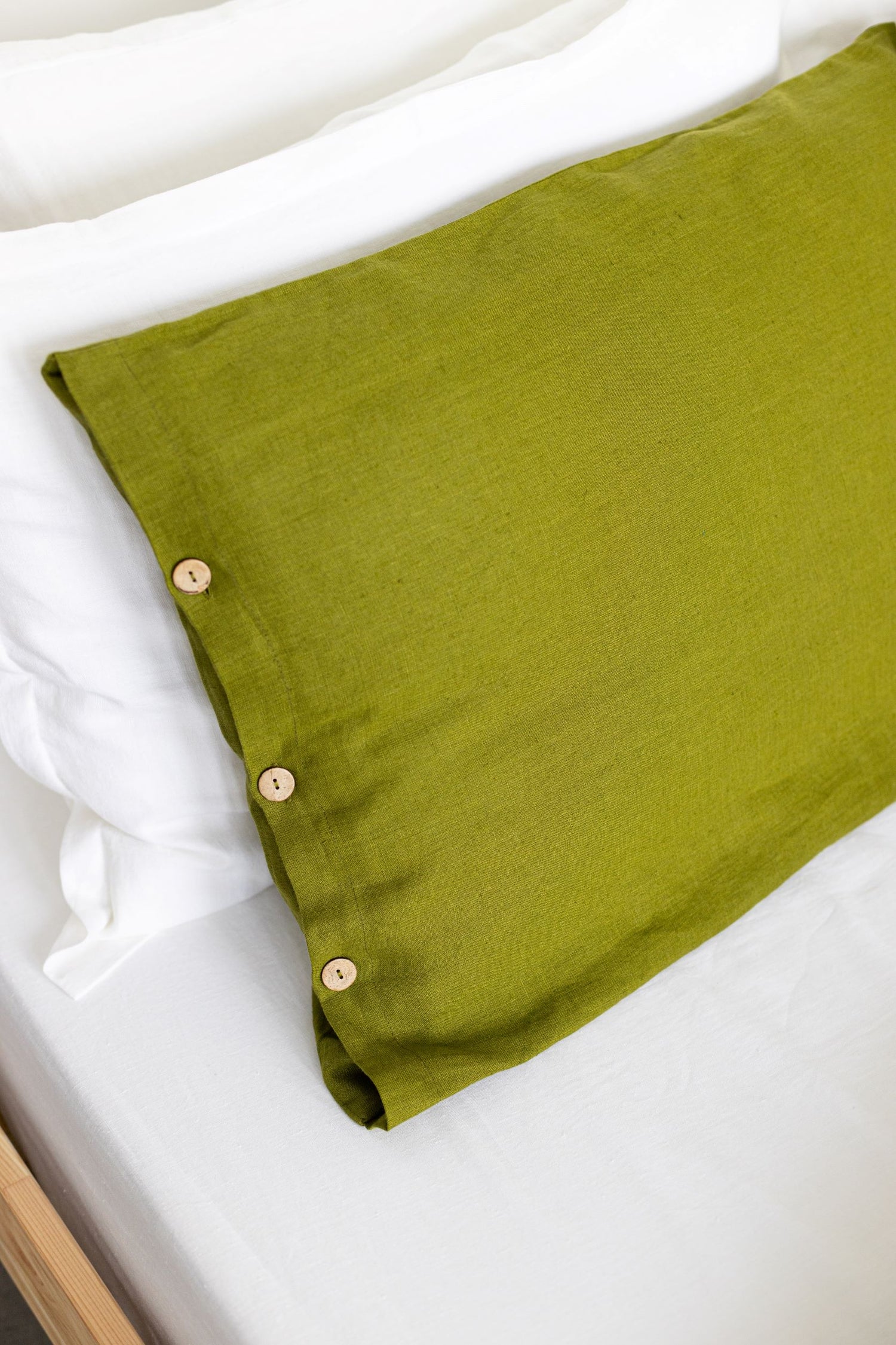 Moss Green Linen Bedding Set