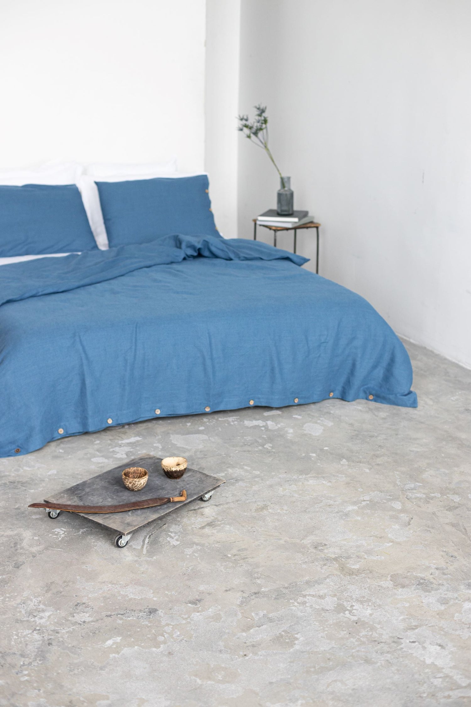 Harbour Blue Linen Bedding Set