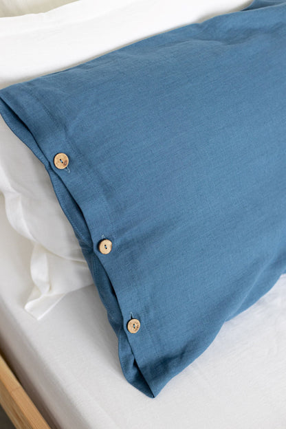 Harbour Blue Linen Bedding Set