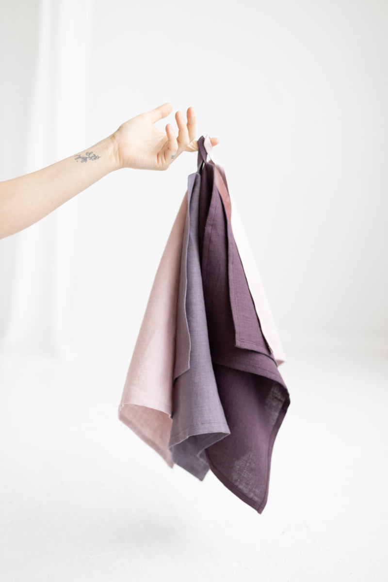 Plum Linen Tea Towels Set Of 2