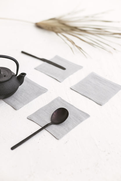 Dusty Aqua Linen Coasters Set Of 4