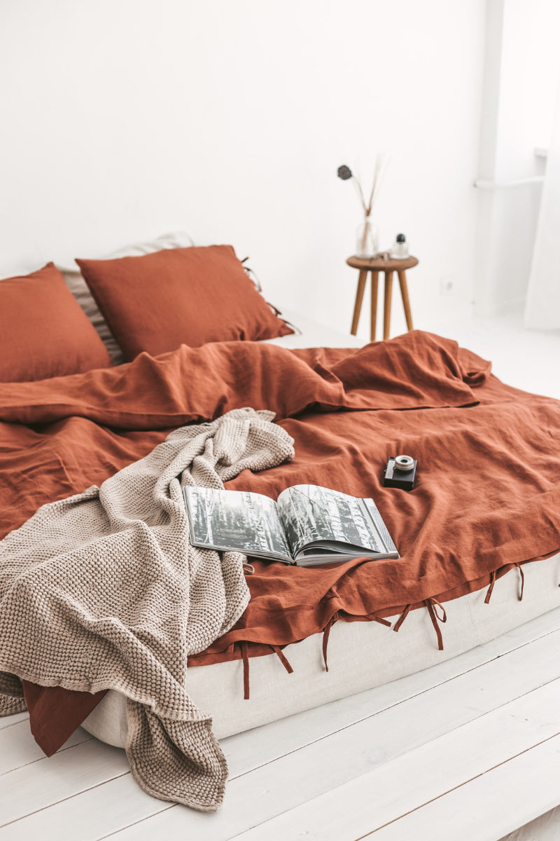 linen waffle blanket