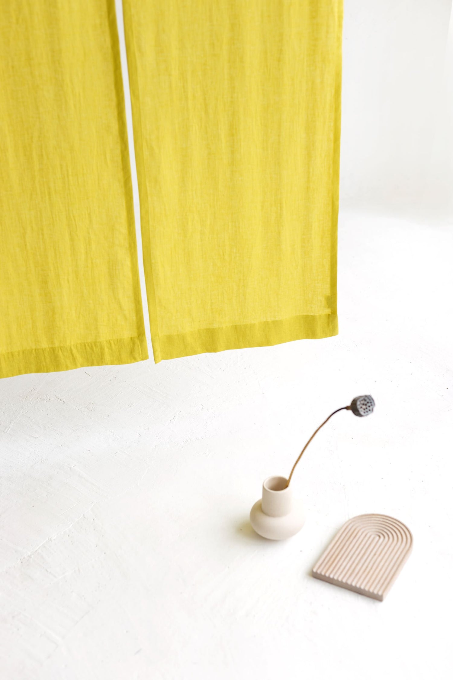 Chartreuse Yellow Linen Japanese Noren Curtain