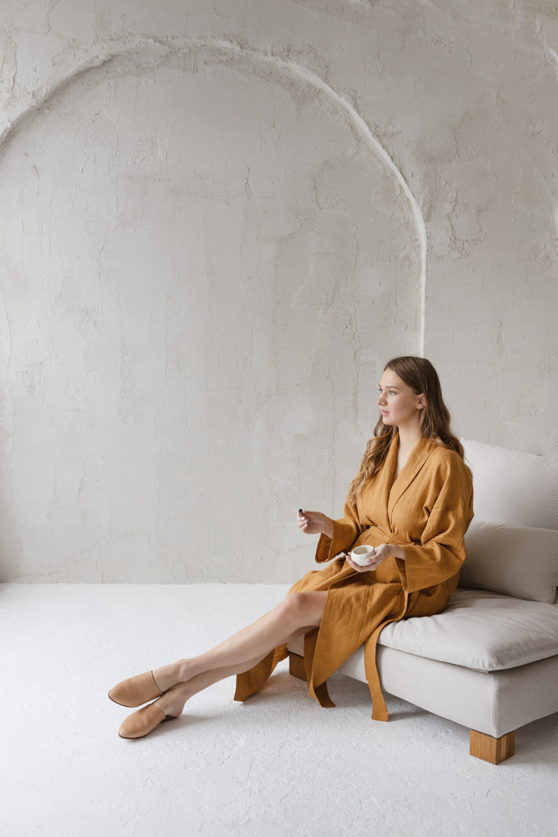 linen maternity bathrobe