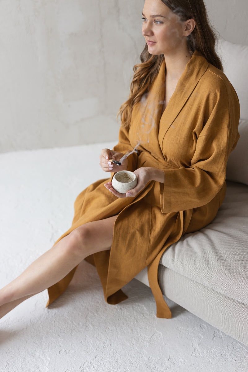 linen maternity bathrobe