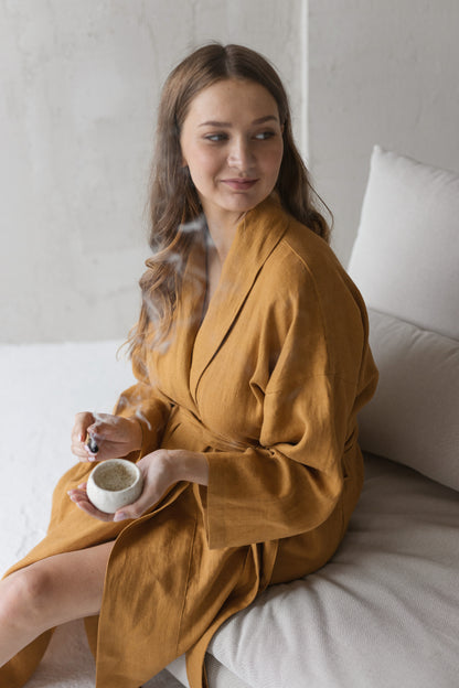 linen maternity bathrobe