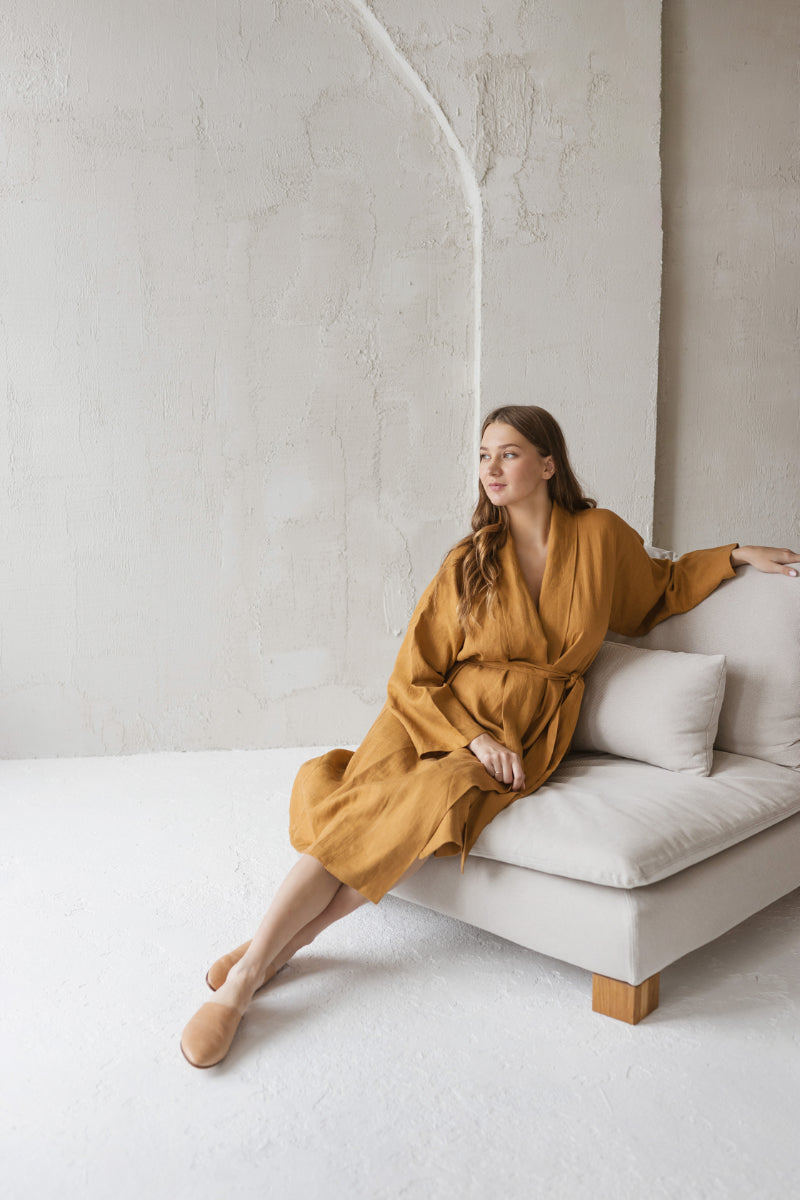 linen maternity bathrobe