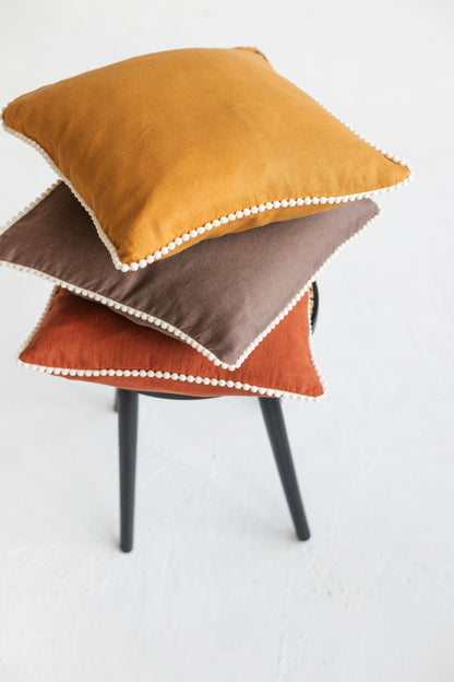 linen pom pom pillowcase