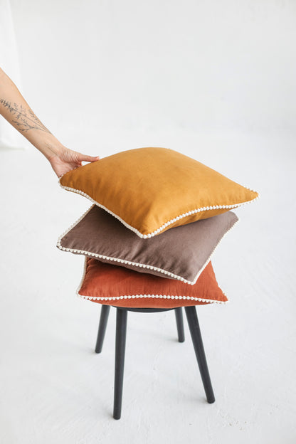 linen pom pom pillowcase
