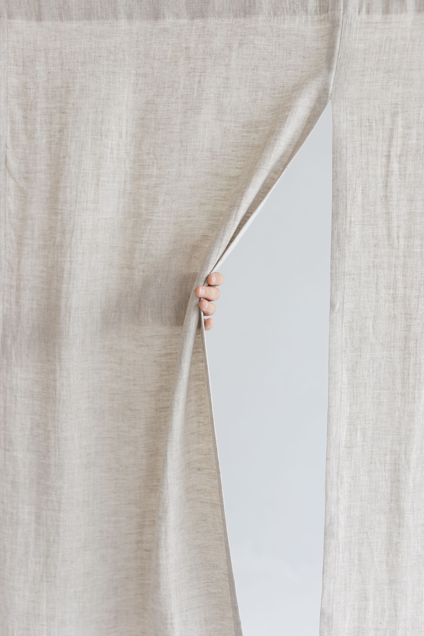 Color Block Natural Light Emerald Linen Japanese Noren Curtain