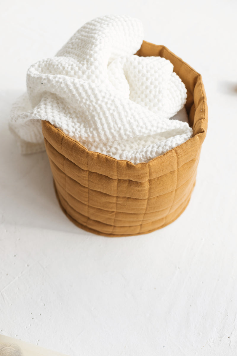 Linen Quilted Storage Basket