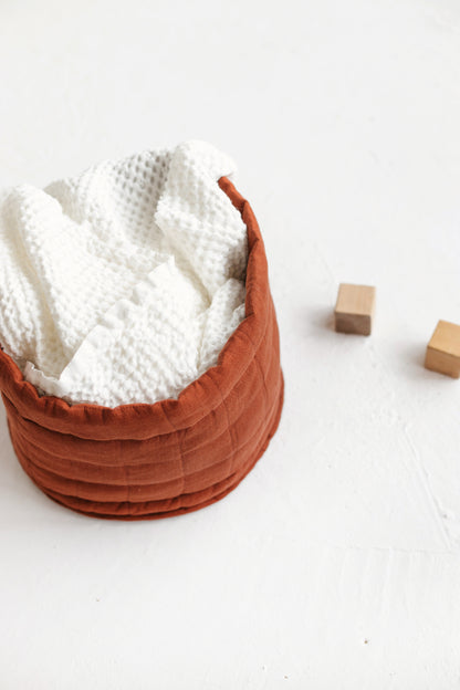Linen Quilted Storage Basket