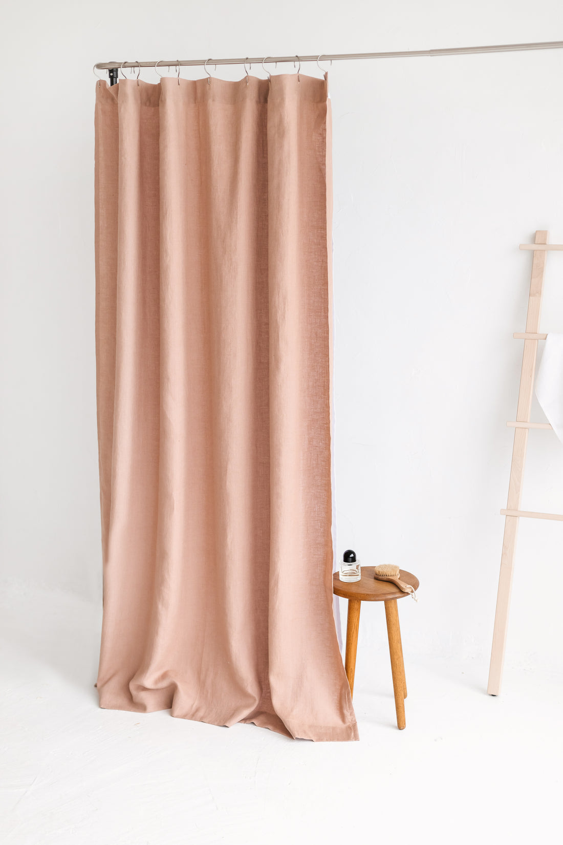 Waterproof Peach Linen Shower Curtain 140cm / 55&