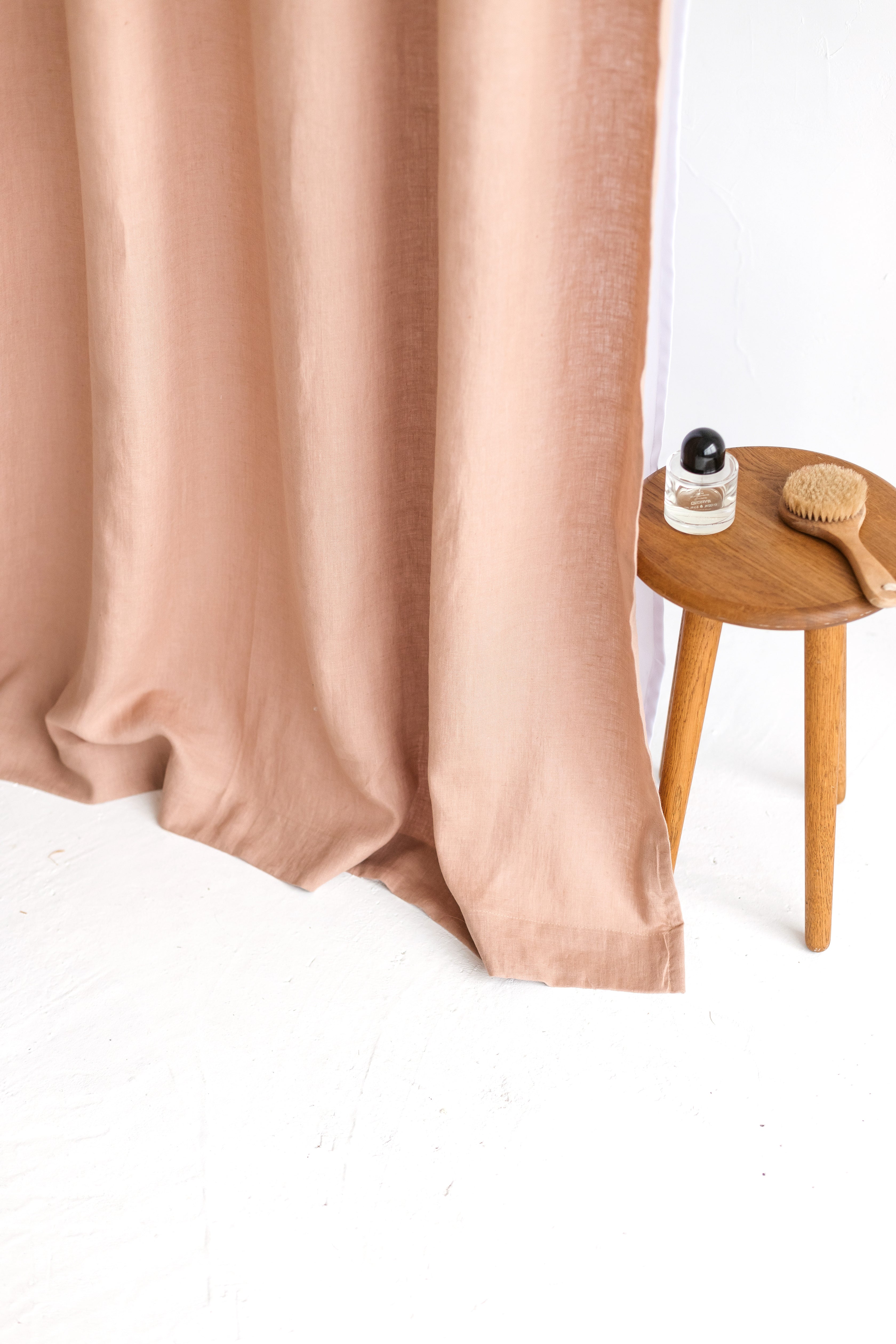 Waterproof Peach Linen Shower Curtain 140cm / 55&