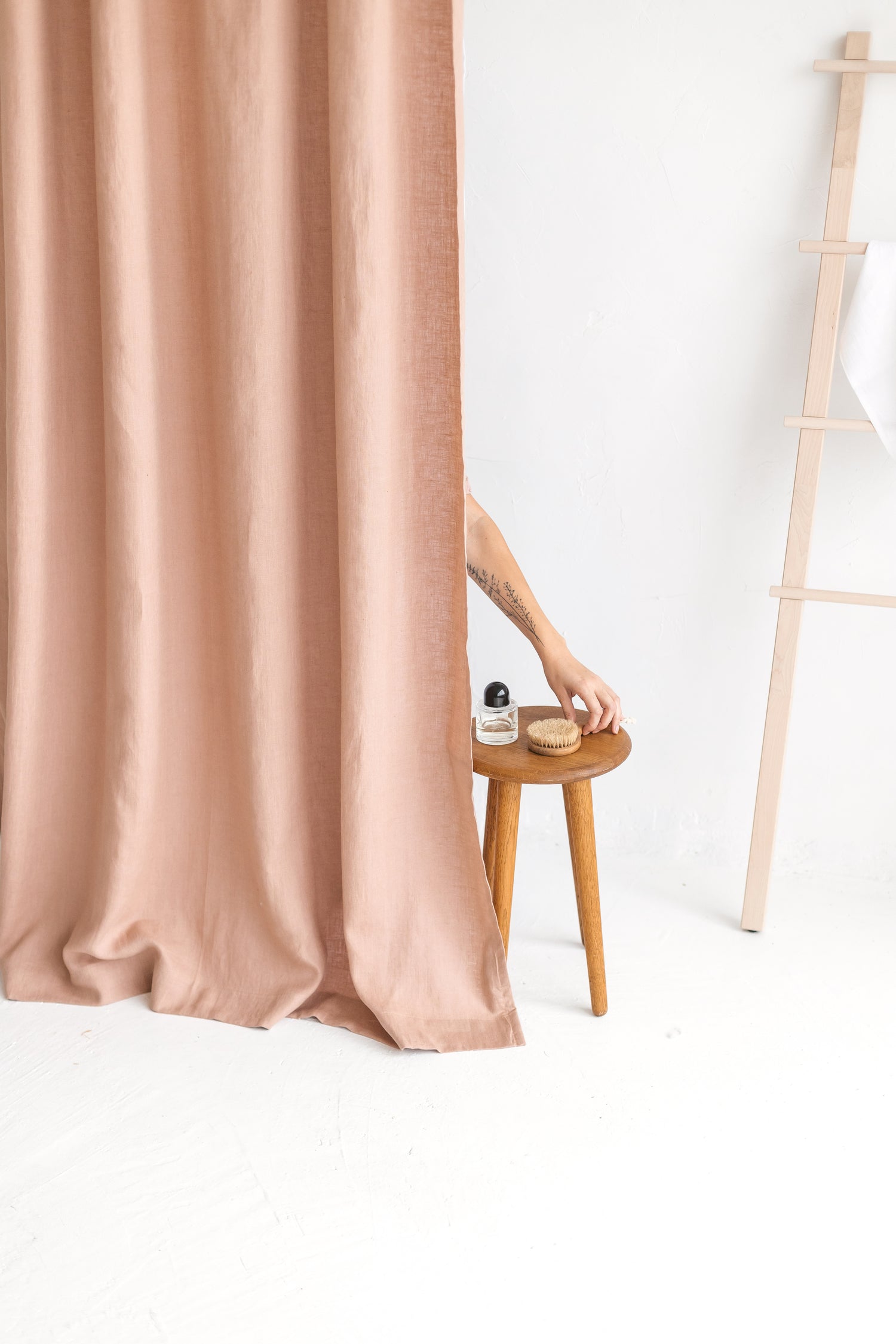 Waterproof Peach Linen Shower Curtain 140cm / 55&