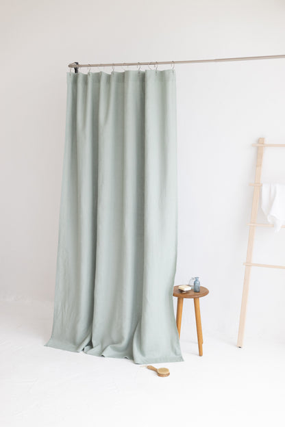 Waterproof Sage Linen Shower Curtain 140cm / 55&