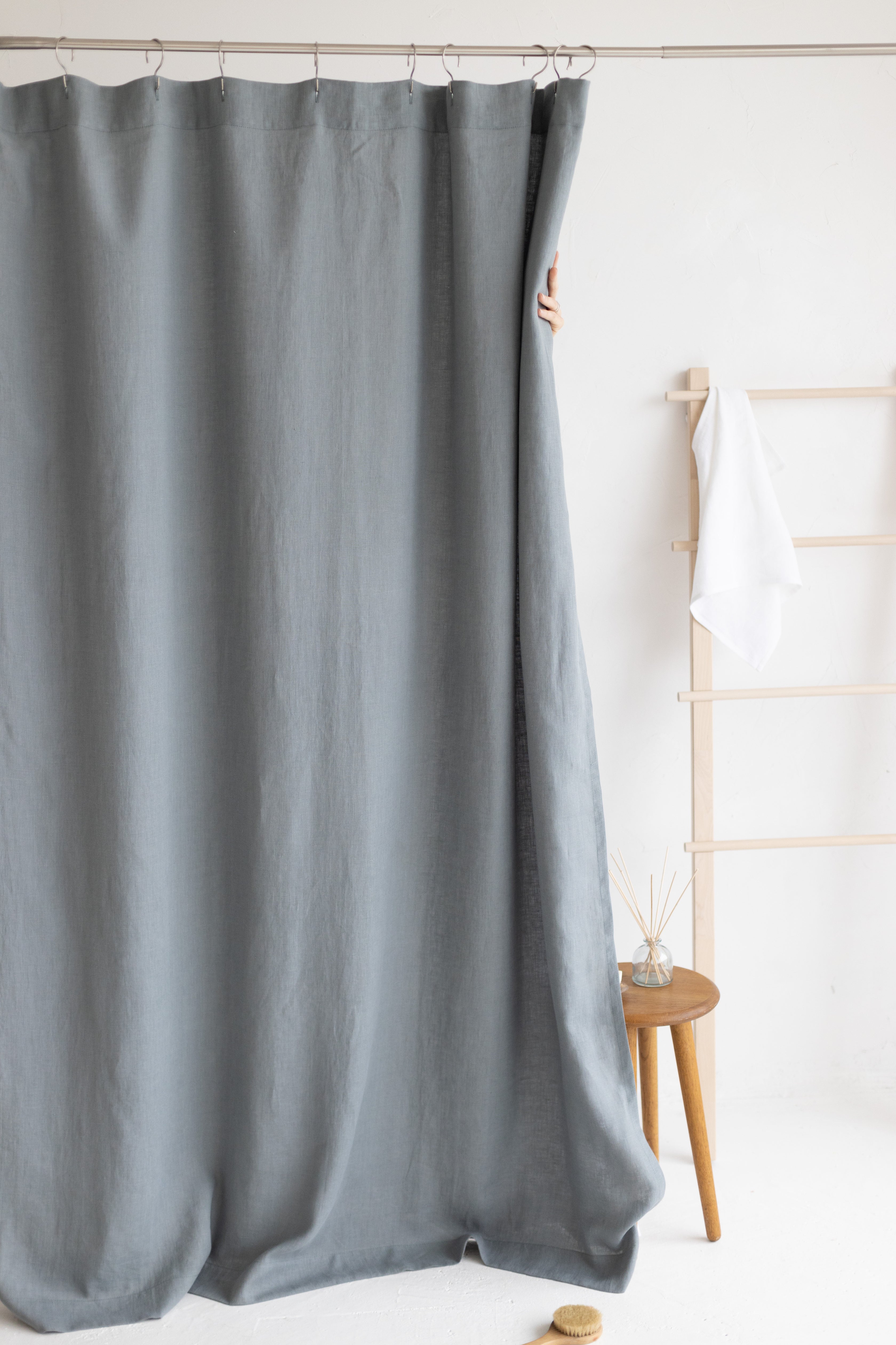Waterproof Pigeon Gray Linen Shower Curtain 140cm / 55&