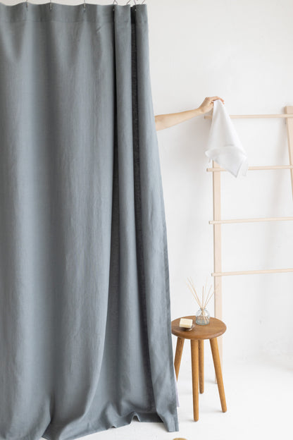 Waterproof Pigeon Gray Linen Shower Curtain 140cm / 55&