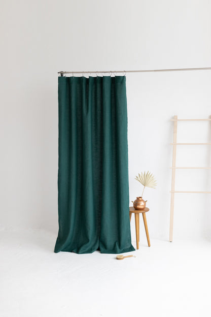 Waterproof Emerald Linen Shower Curtain 140cm / 55&