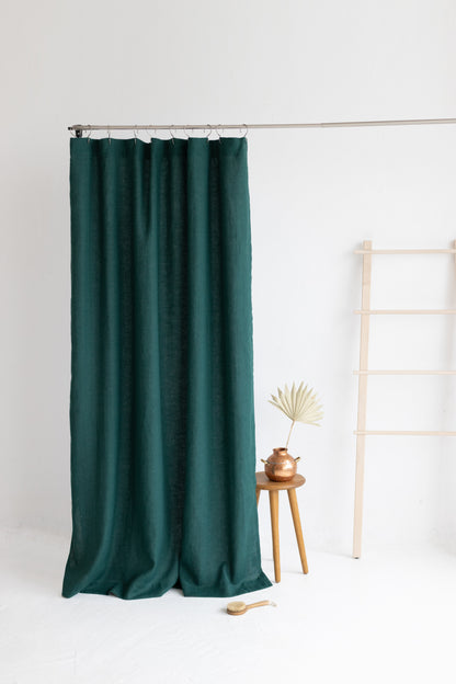Waterproof Emerald Linen Shower Curtain 140cm / 55&