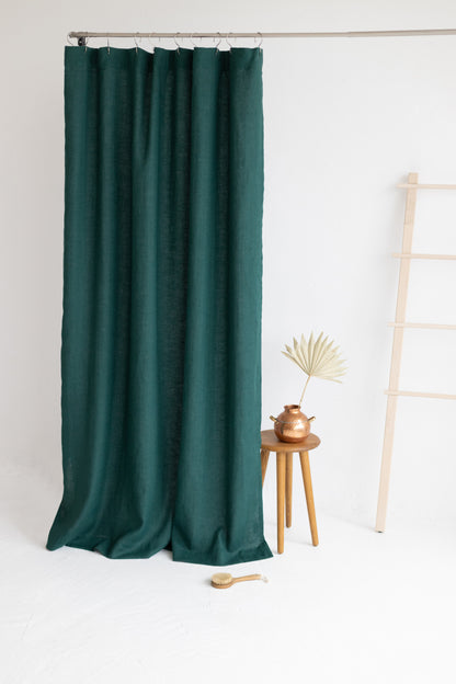 Waterproof Emerald Linen Shower Curtain 140cm / 55&