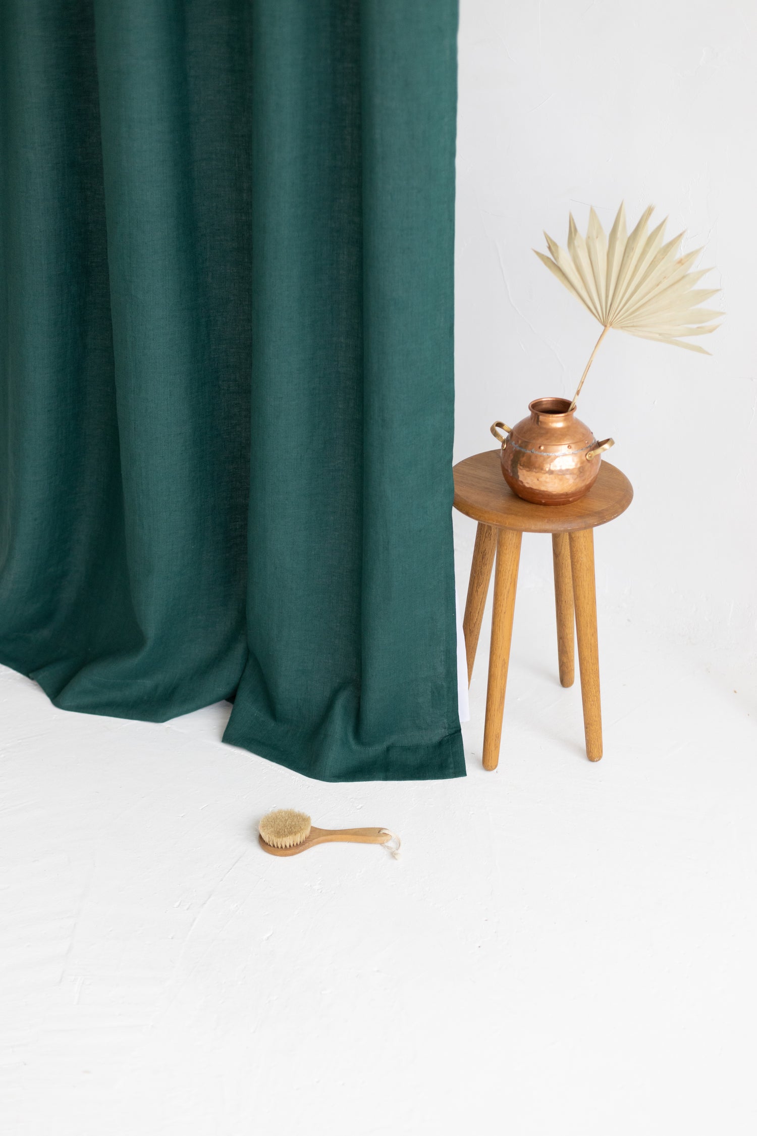 Waterproof Emerald Linen Shower Curtain 140cm / 55&