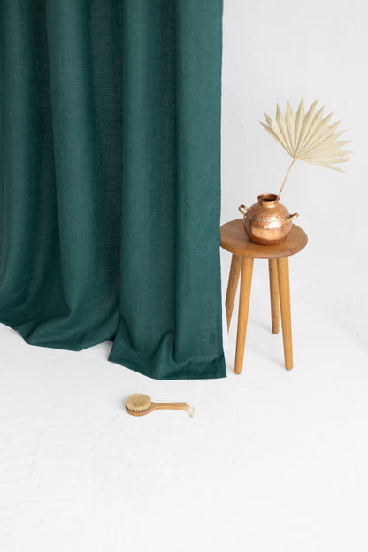Waterproof Emerald Linen Shower Curtain 140cm / 55&