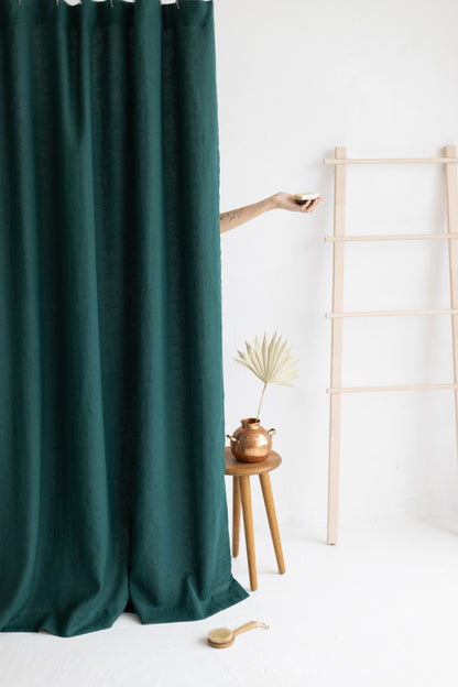 Waterproof Emerald Linen Shower Curtain 140cm / 55&
