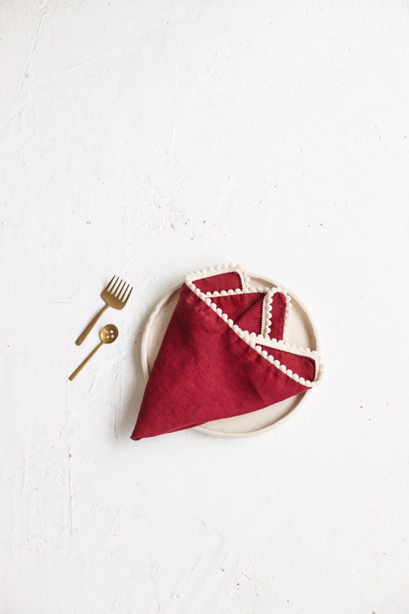 linen pom pom napkin