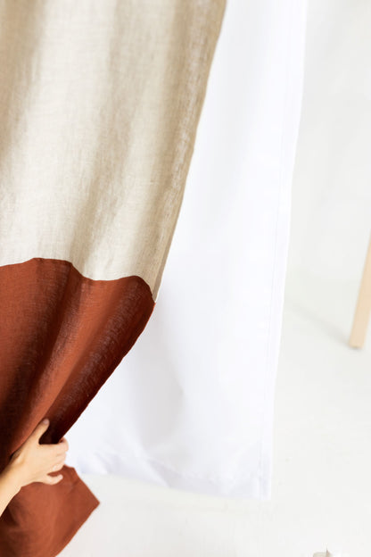 Waterproof Color Block Rusty Linen Shower Curtain 183cm / 72&
