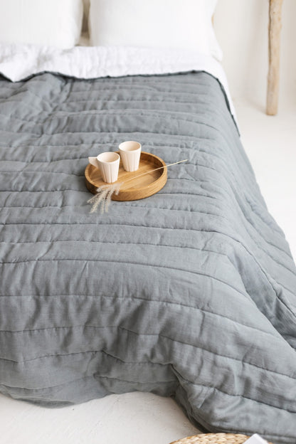 quilted linen bedspread
