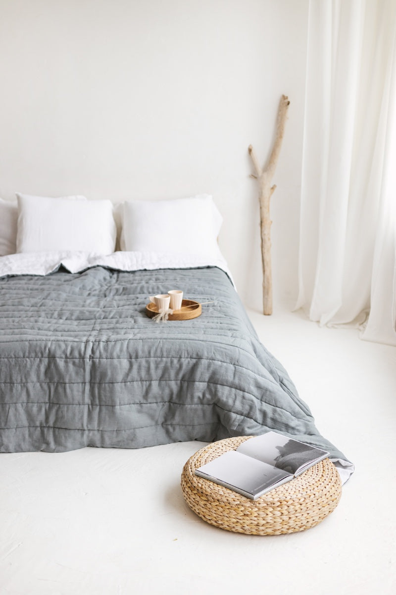 quilted linen bedspread