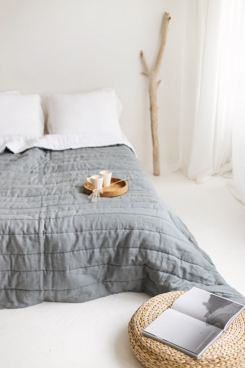 quilted linen bedspread