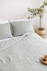 Sage linen bedding set with buttons