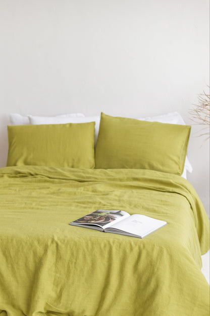 Lime Linen Bedding Set