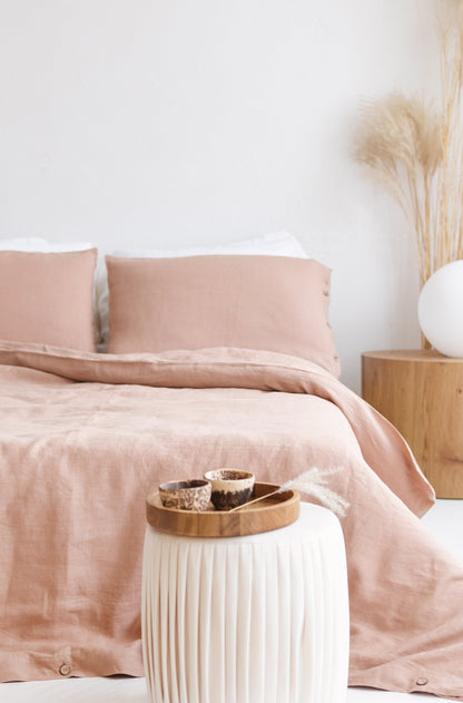 peach linen duvet cover