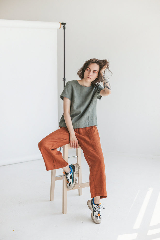 Rusty Linen Culottes