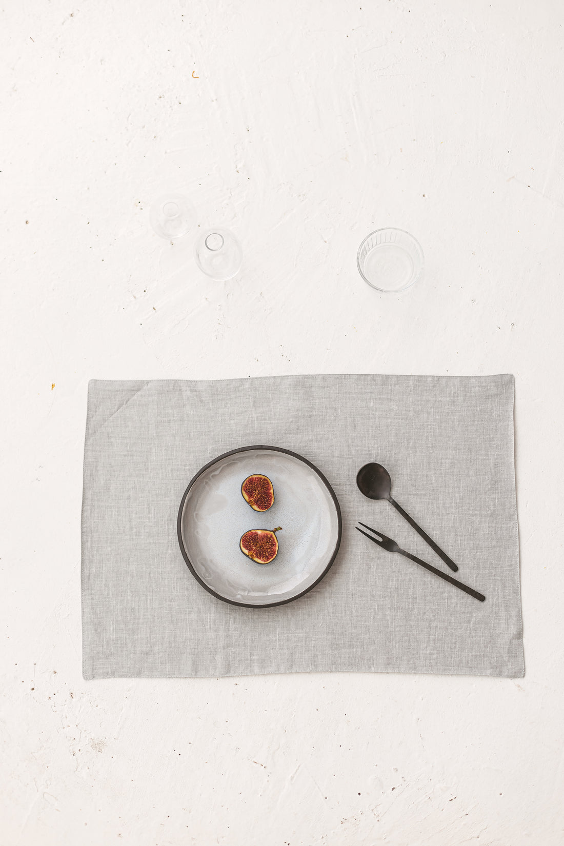 gray linen placemats