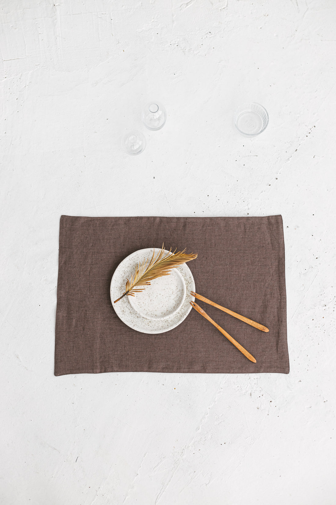 brown linen placemats