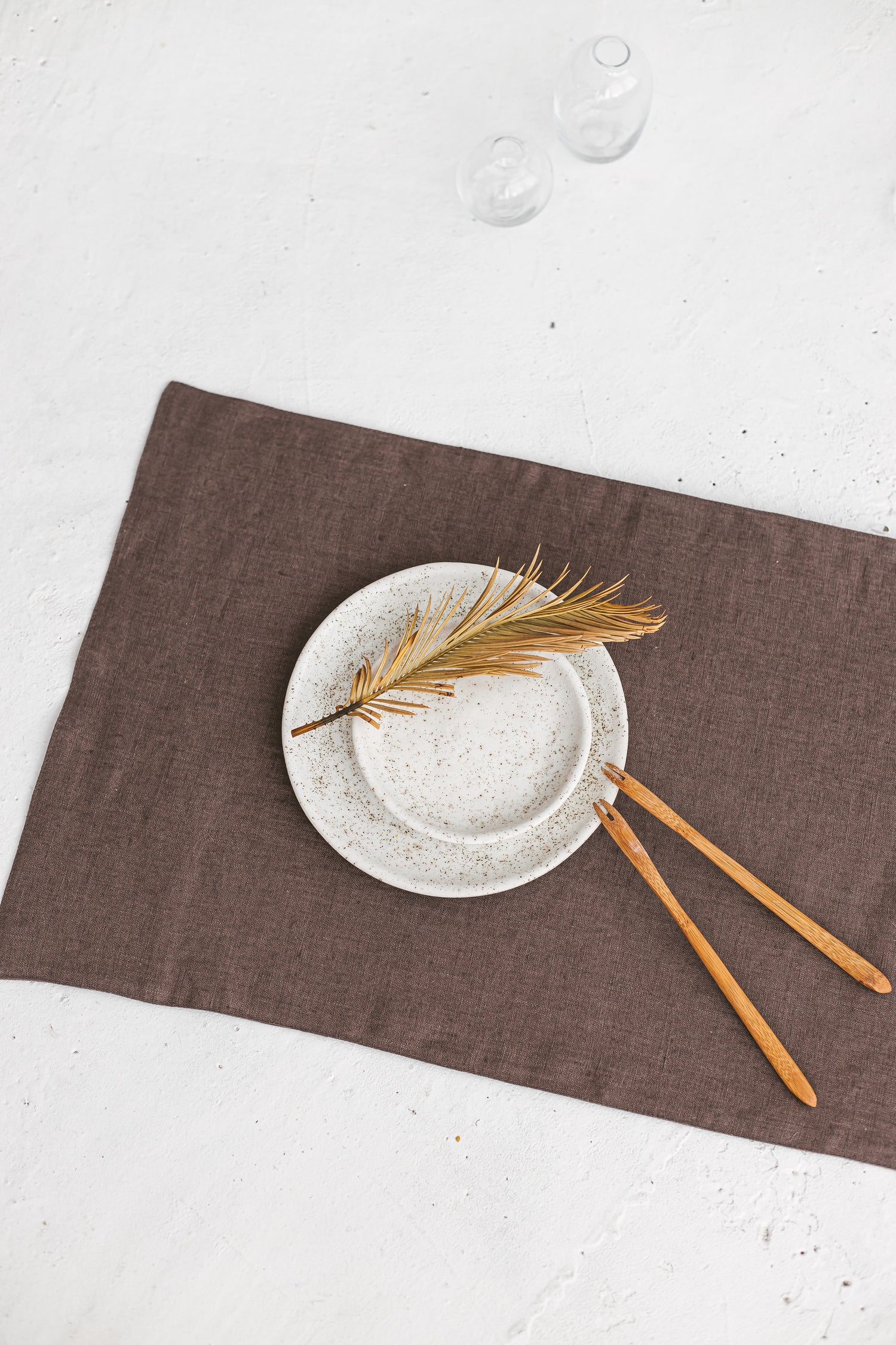 brown linen placemats