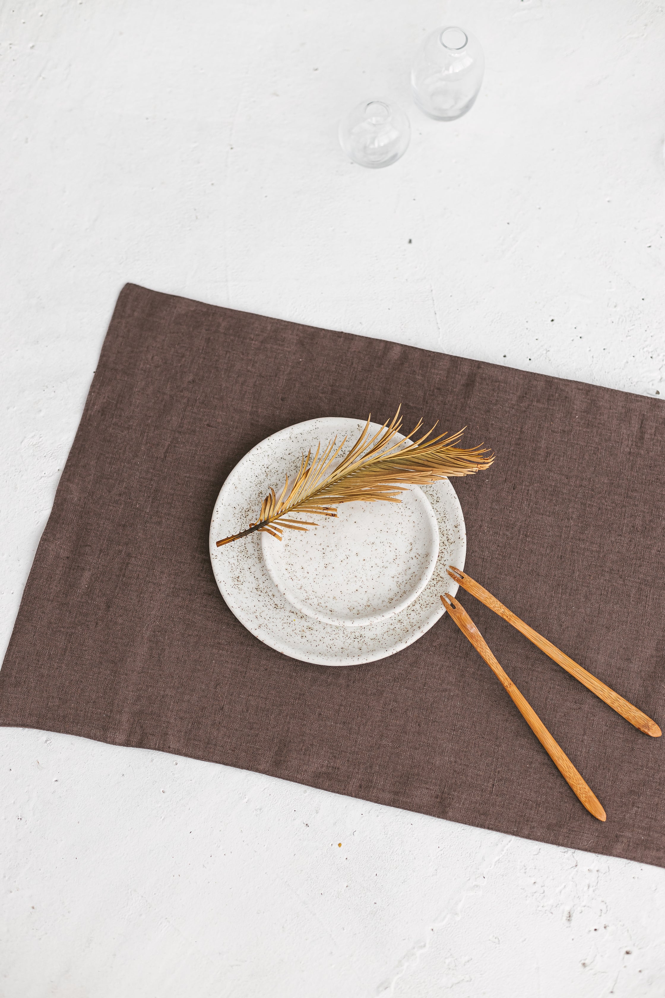 brown linen placemats
