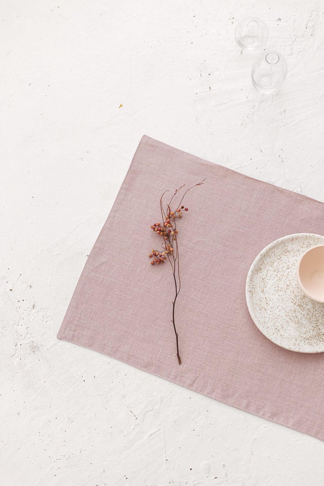Pink linen placemat.