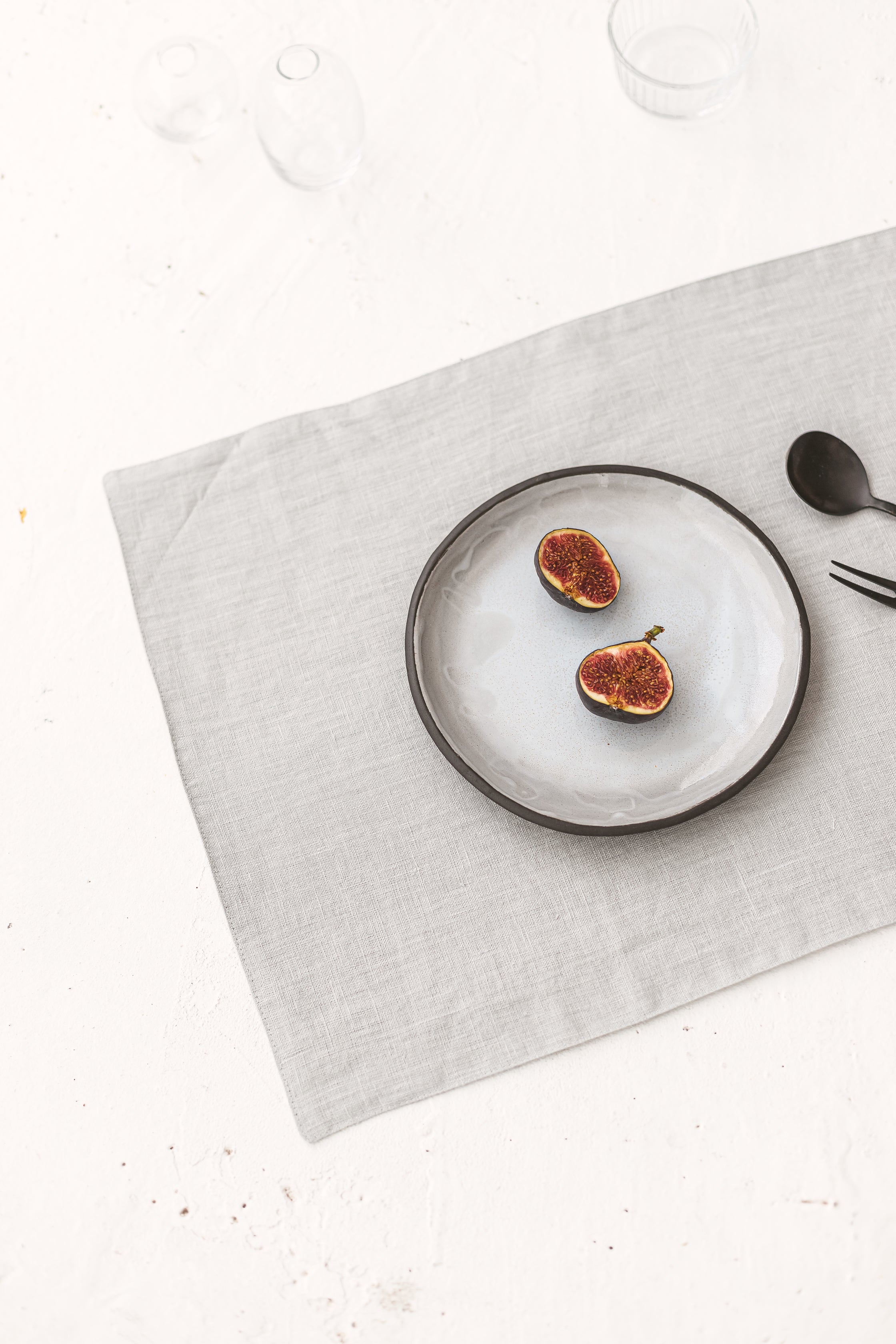 gray linen placemats