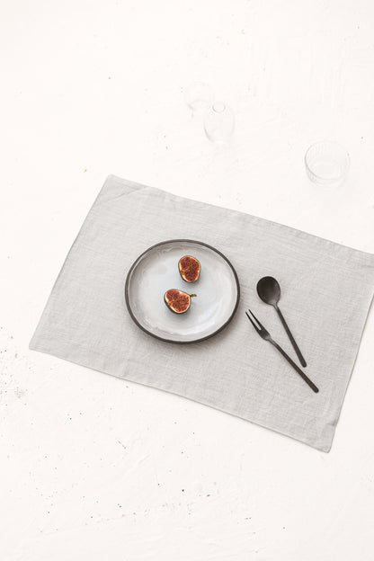 gray linen placemats