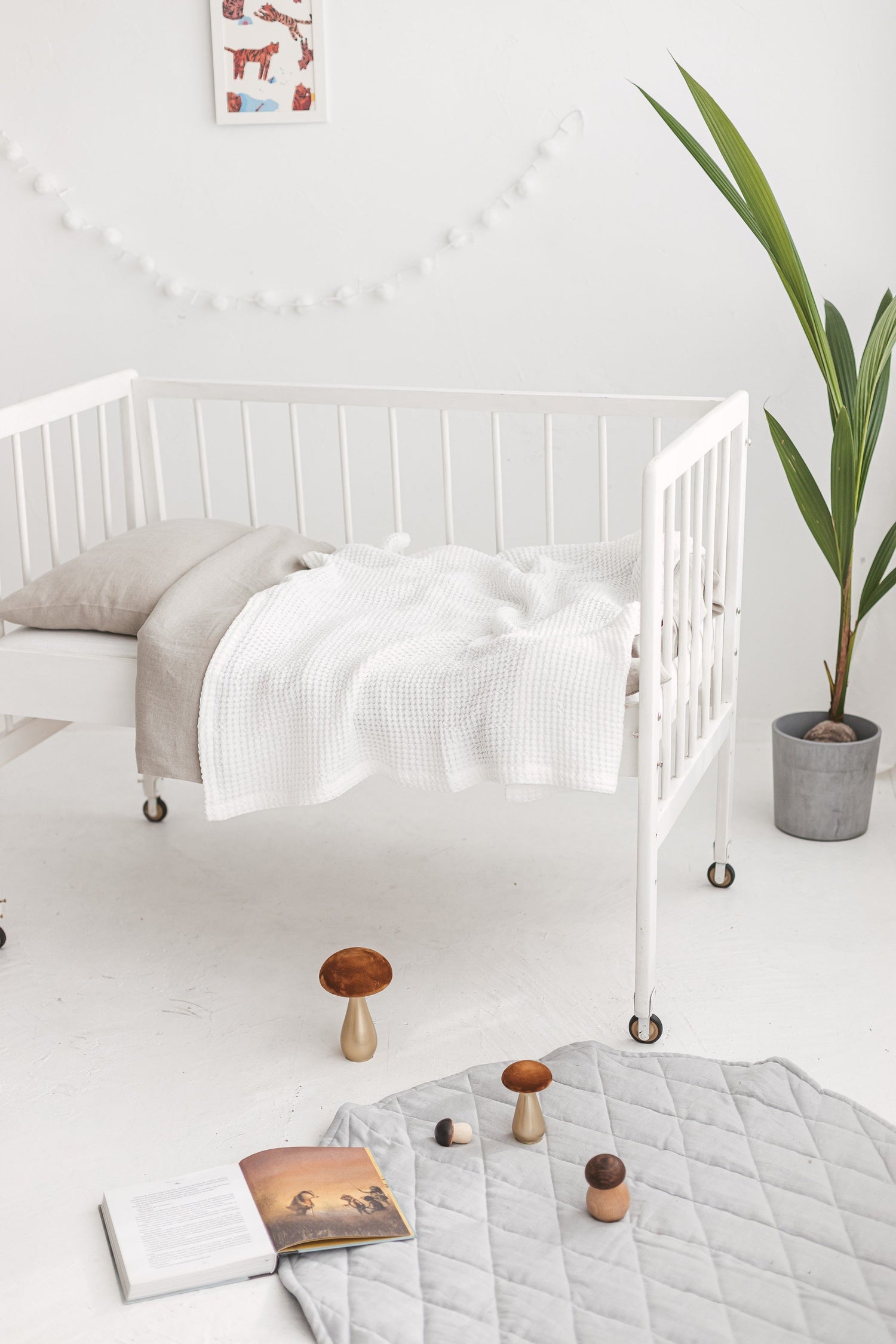 Dark Gray Waffle Linen Baby Blanket